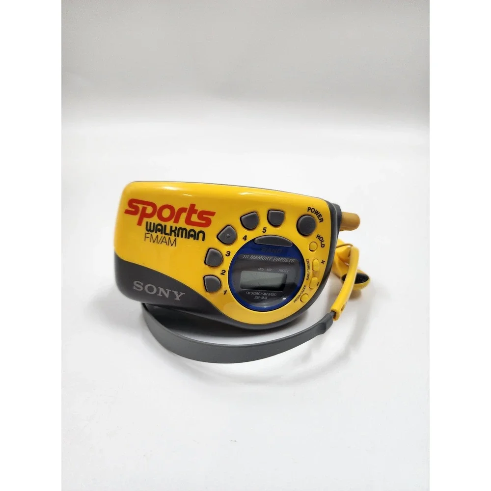 Sony Sports Walkman SRF-M78 FM AM Radio ArmBand Yellow MDR-W14 HeadphonesVintage